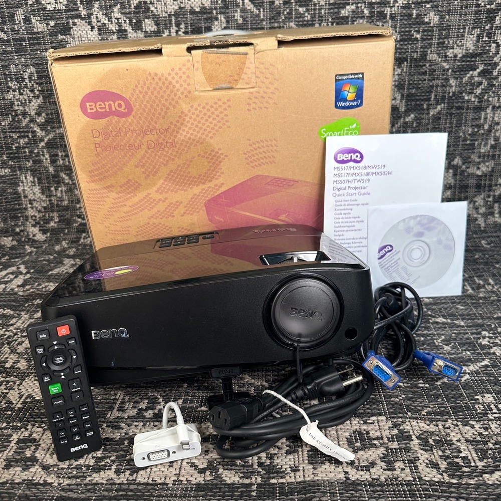 *113 Hour Lamp* BenQ‎ MS507H Projector SmartEco HDMI VGA 3D w/ Box & Accessories